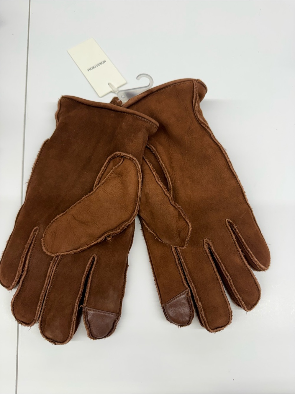 New! Nordstrom Men's Brown Sheepskin Leather Gloves — Size Large and medium